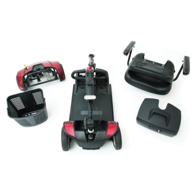 A view of the mobility scooter disassembled, which is available to hire